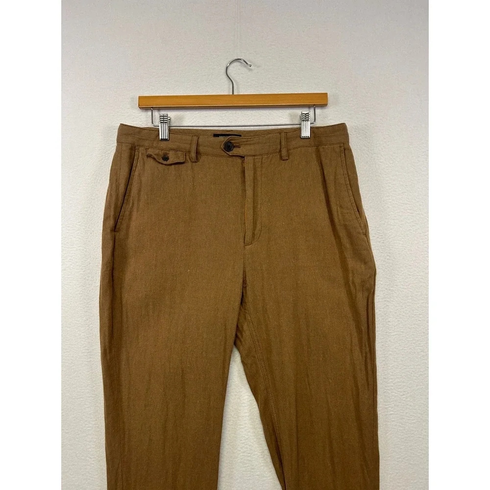 Linen Blend Coastal Banana Republic Mens 32x32 Brown Slim-Straight Chino Pants